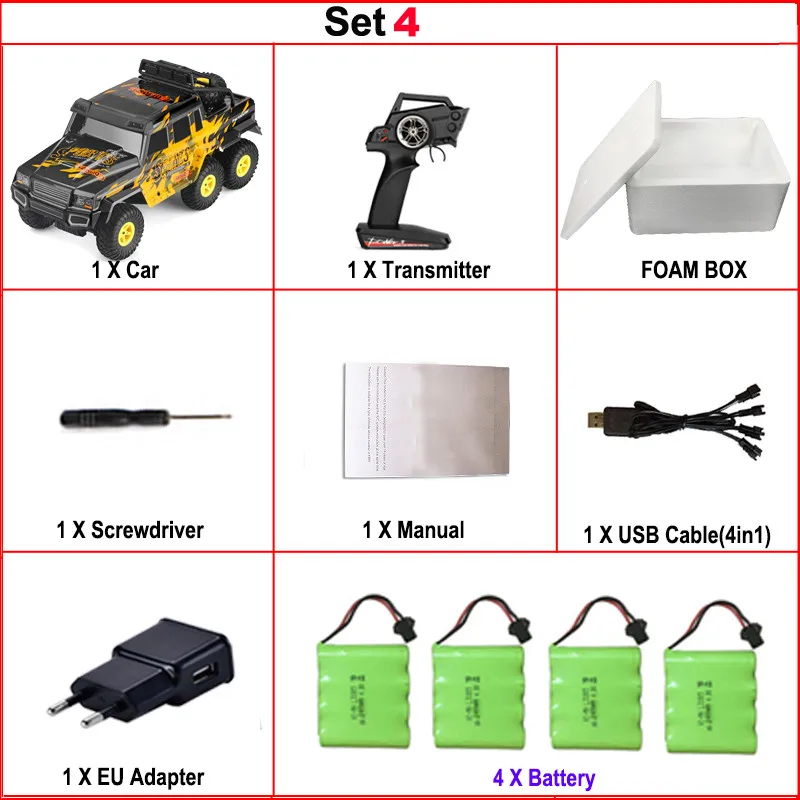set4 Lamsam 18629 2,4 GHz 1/18 CRAWLER KING 6x6 All Terrain дистанционное управление по бездорожью Rar углеродная щетка мотор мощные игрушечные машинки RC - Цвет: set4