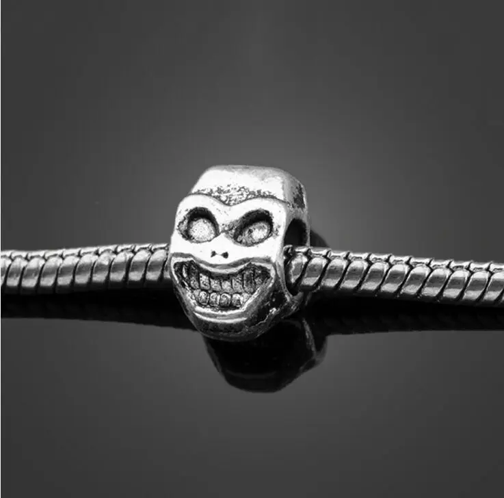 80 шт сделанный под старину Серебряный Череп Подвески для головы-DIY ювелирных