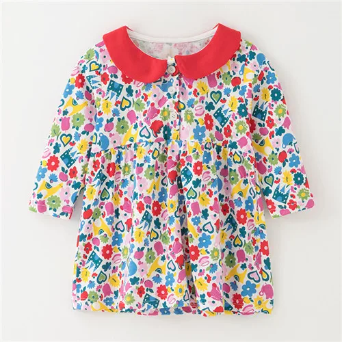 T0538 pink Платья для девочек; одежда для малышей; осеннее платье из хлопка; детская одежда с длинными рукавами; детская одежда с воротником; вечерние платья для маленьких девочек - Цвет: T0538 pink