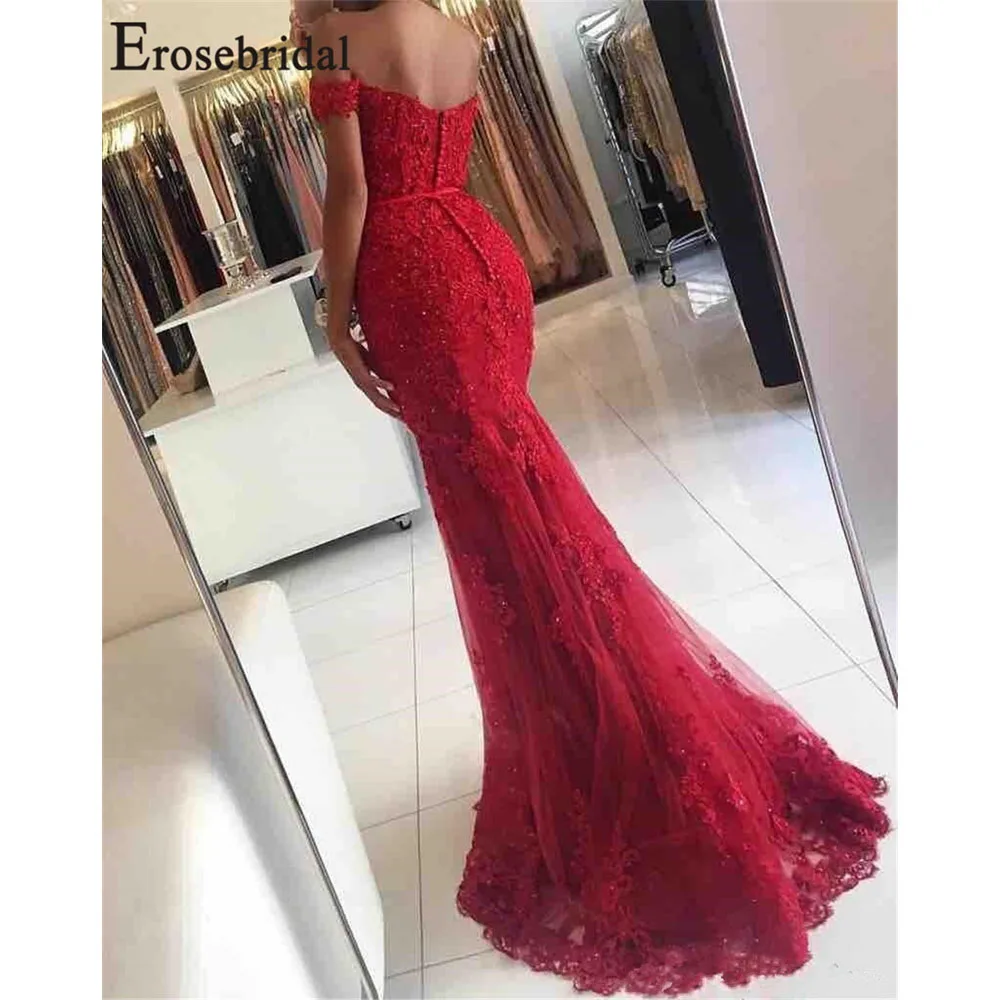Женское длинное платье с открытыми плечами Erosebridal кружевное вечернее русалки 2019 |