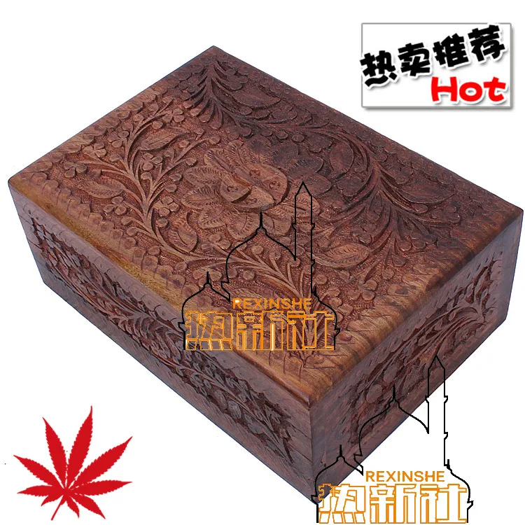 

Pakistan hand carved antique jewelry box jewelry box jewelry box Carved Walnut costume props box
