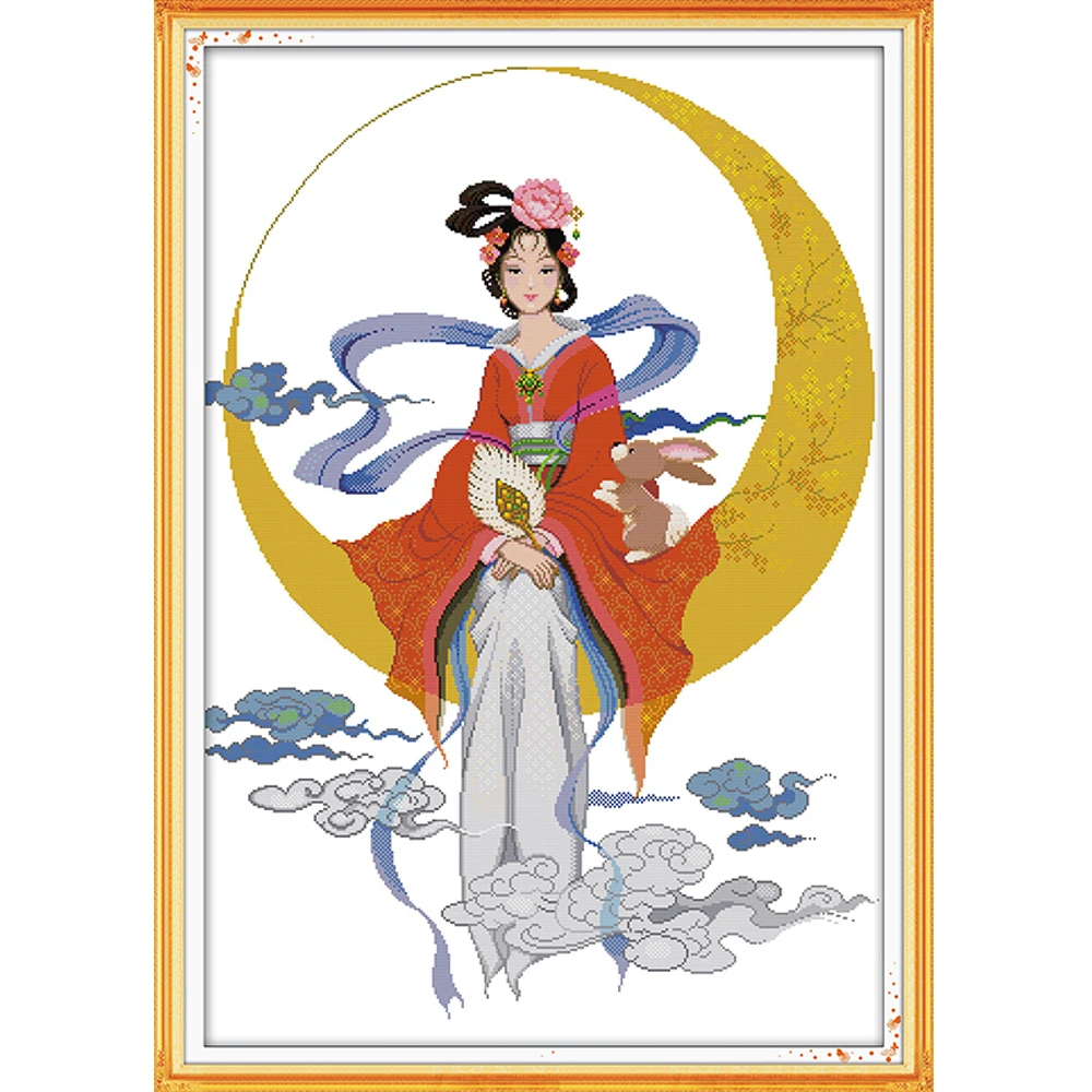 Набор для вышивания NKF The Goddess Changɾ Flying to the Moon 11CT 14CT китайская красота вышивка