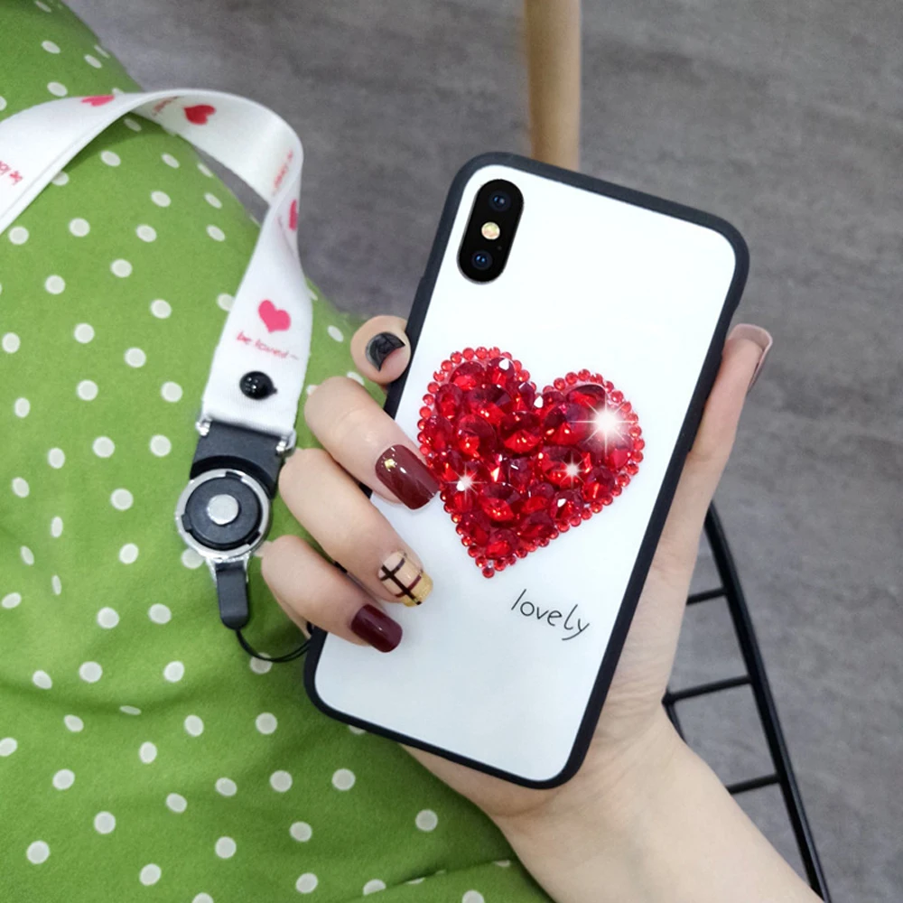 Eqvvol Роскошный горный хрусталь стекло чехол для iPhone X 8 7 6 S Plus модный