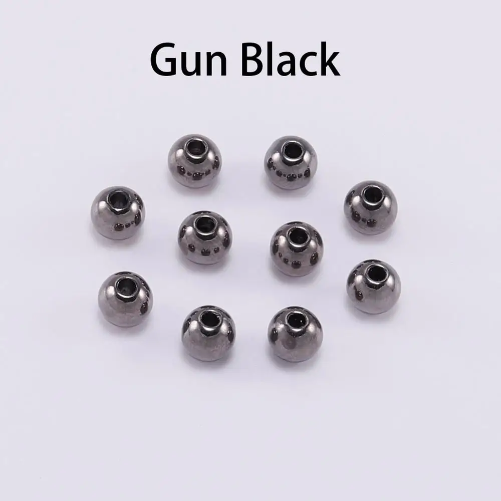 Gun Black 100 шт./лот, 3, 4, 5, 6, 8 мм, золото, серебро, с отверстием, бисер CCB, Круглый бисер для изготовления ювелирных изделий, аксессуары, сделай сам - Цвет: Gun Black