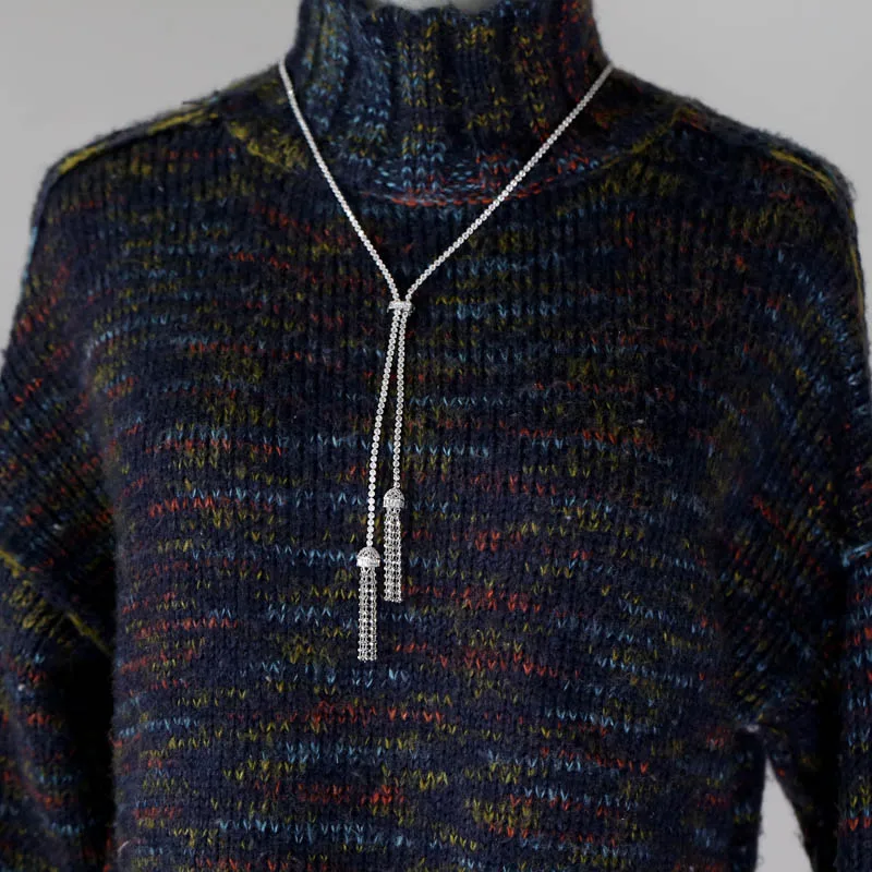 Новый дизайн циркониевая Длинная кисточка кулон ожерелье для женщин Джейн Келли