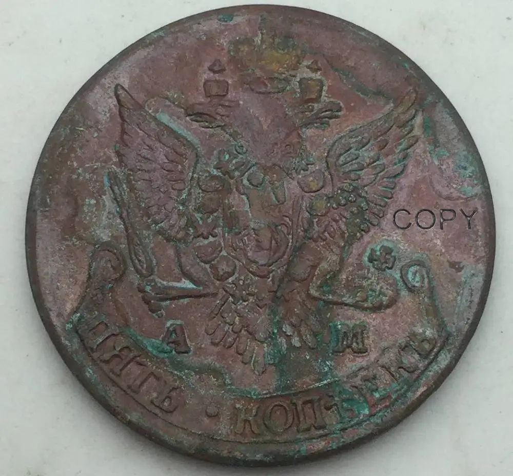 Ограниченная продажа российские монеты 5 копеек 1794 AM красная медная