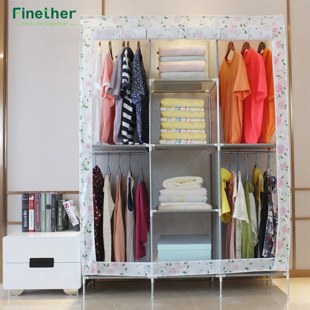 Finether цветочный принт двойная модульная металлическая рамка ткань шкаф большой и