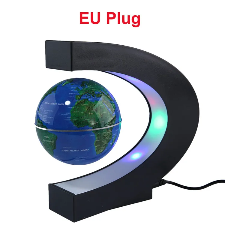 Blue EU UK/US/EU штекер C образный светодиодный теллурионный Магнитный левитационный глобус Карта мира плавающий антигравитационный глобус с светодиодный светильник домашний декор - Цвет: Blue EU