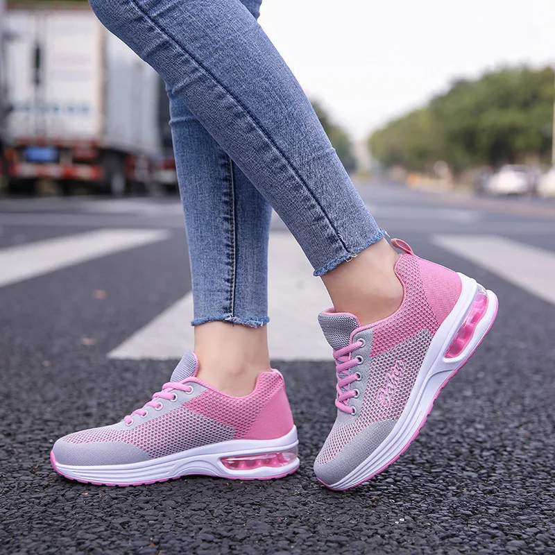 Женские кроссовки на плоской подошве спортивная обувь из дышащего сетчатого
