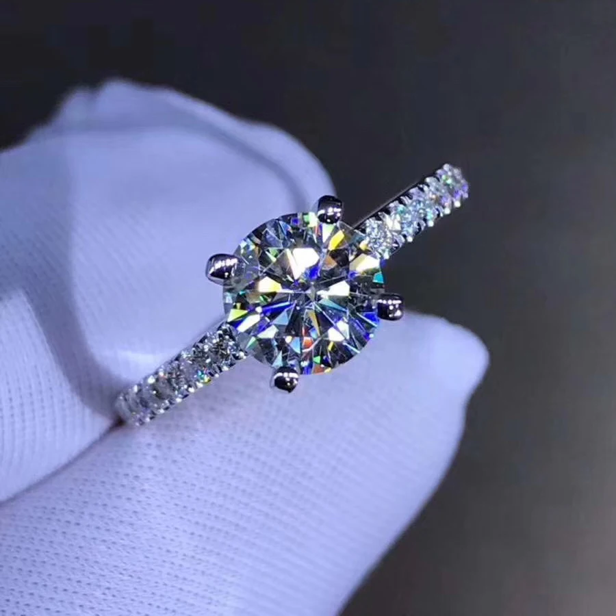 Чистое кольцо из белого золота 18 К 1ct 2ct 3ct VVS1 Moissanite Трендовое стильное свадебное
