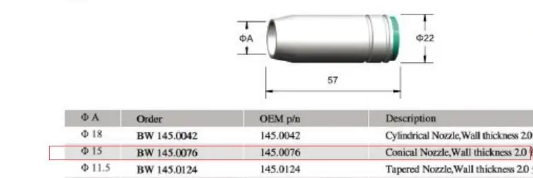 10 шт. MIG коническая насадка 145,0076 для Binzel 25AK сварочные аксессуары