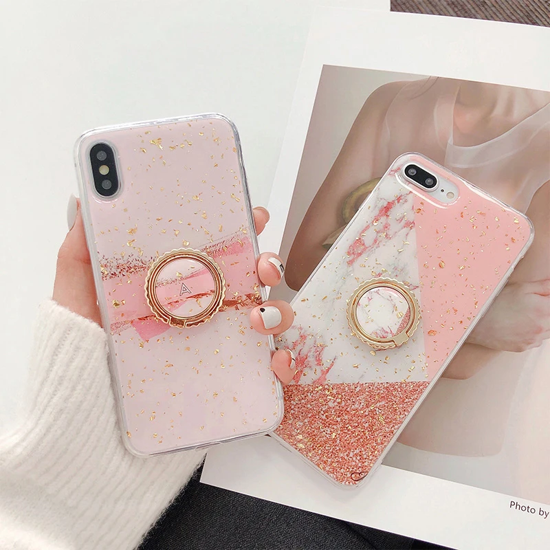 Чехол для iphone XS Max с золотой фольгой и мрамором чехол XR X 8 7 6S 6 Plus Модный кольцом