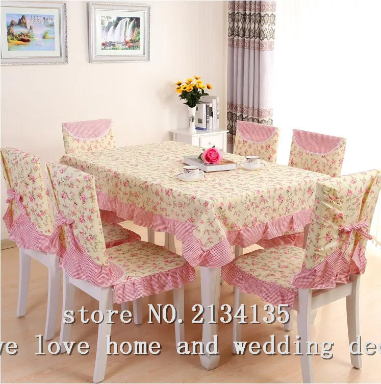 The chairs set round table cloth fabric dining pastoral suit tablecloth cushion | Дом и сад