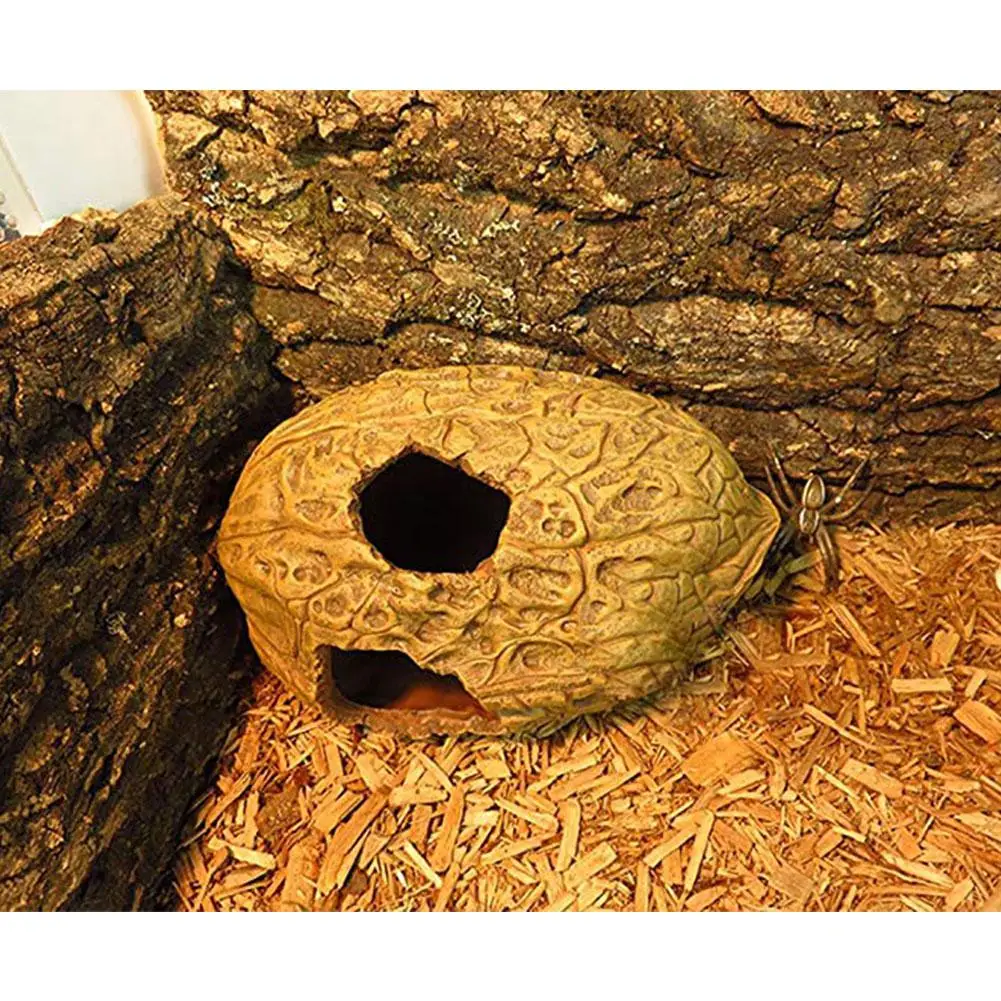 Walnut cave Хэллоуин кровать для домашних животных Тыква орех в форме раковины хиден пещера украшение для домашних животных рептилий Змея Скорпион рептилии продукты орнамент - Цвет: Walnut cave