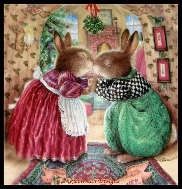 

Needlework for embroidery DIY DMC High Quality - Counted Cross Stitch Kits 14 ct Oil painting - Bunnies Kiss