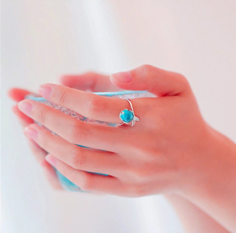 Женские кольца Loredana модные обручальные с голубым шариком кристаллами цирконием