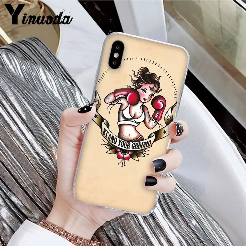 Yinuoda мультфильм Боксерские перчатки для девочек новое поступление Прозрачный чехол для iPhone X XS MAX 6 6S 7 7plus 8 8Plus 5 5S XR