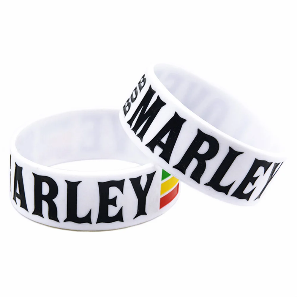 1 шт. Боб Марли силиконовый браслет ширина дюйм широкий Очаровательное белое для