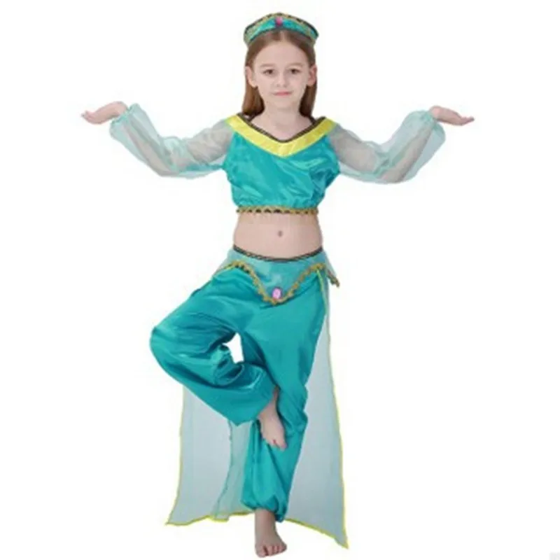 

Fairy Tales Aladdin's lamp Jasmine Princess Cosplay Girls Halloween Belly dance Costume children's day Performance party dress