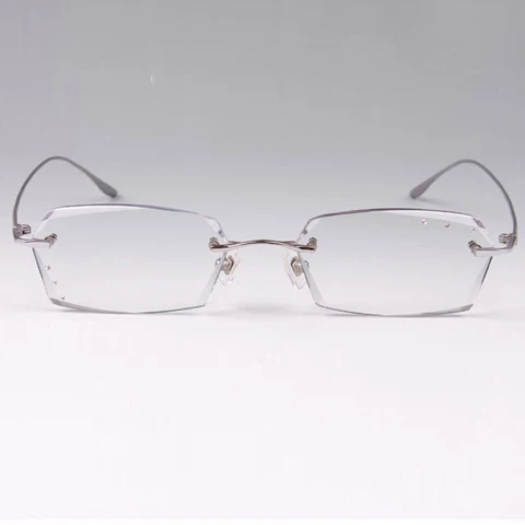Мужское титановое стекло без оправы QJ, роскошное защитное стекло с защитой UV400, очки для чтения по рецепту