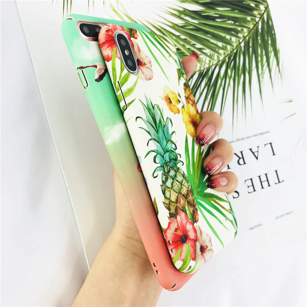 Top For IPhone 7 Plus Art Plants Flowers Leaf Pineapple Flamingos Pattern Case Iphone fashion Beach hard Phone Cases |