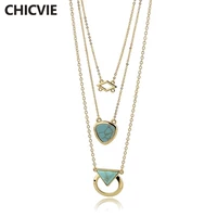 chicvie stone vintage pendant necklace jewelry fashion popular retro bohemia style multilayer beads chain for women sne170024