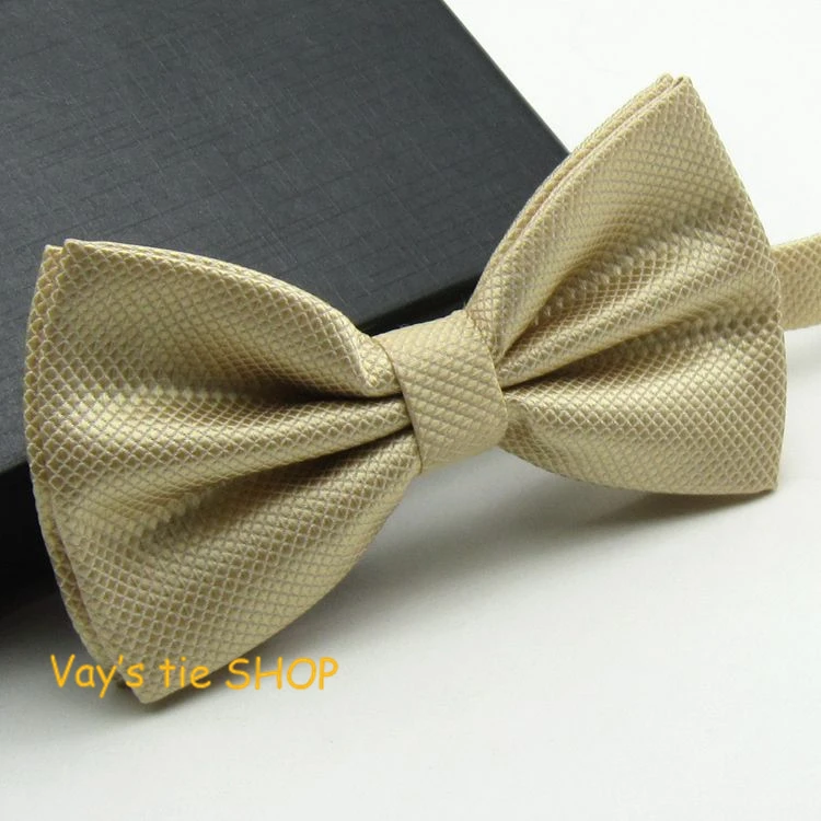 

2020 New XMAS Gift Mens Fashion Dull Jacquard Plaid Grid Leisure Solid Bowtie Wedding Tuxedo Bow Ties Champagne