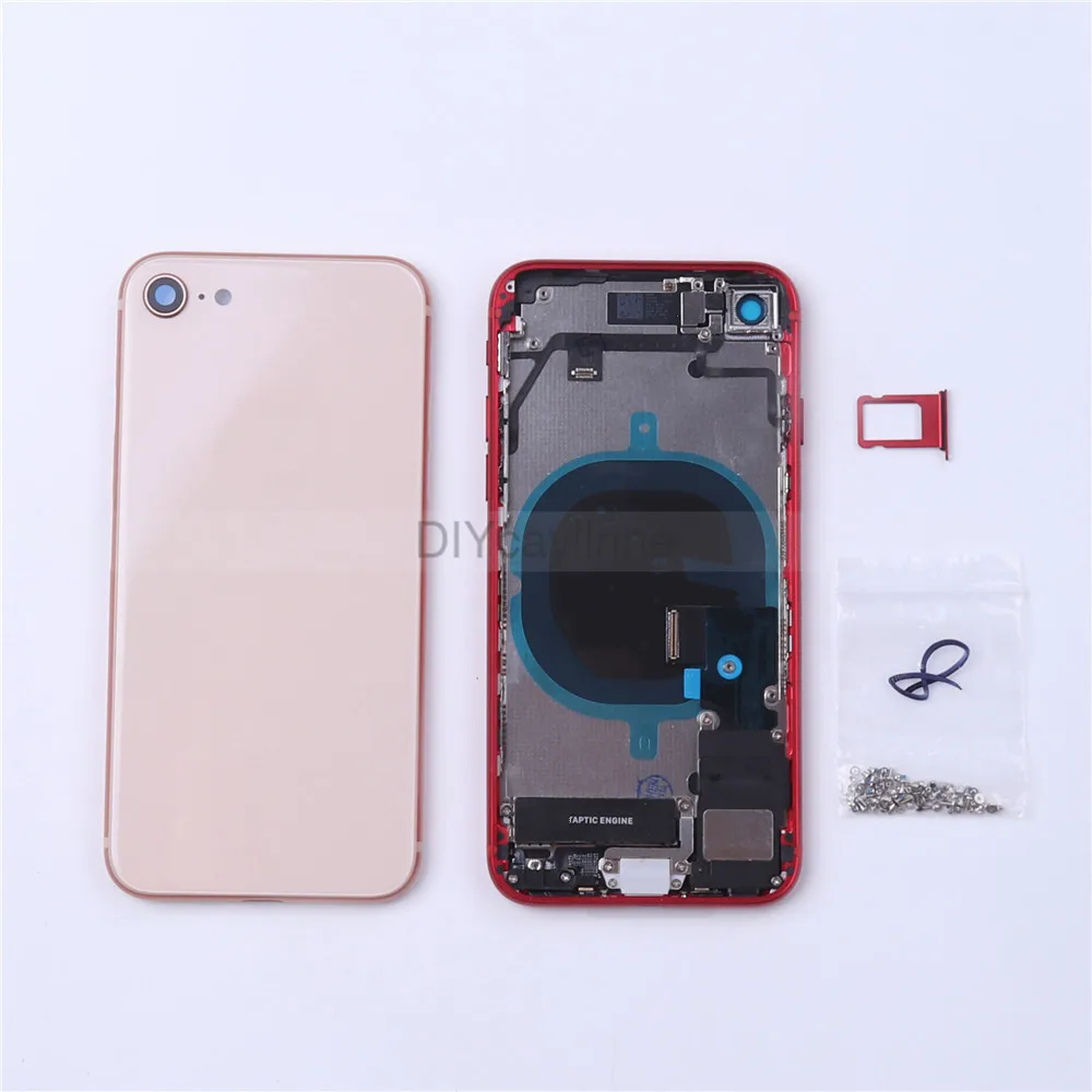 AAA задняя крышка корпуса с небольшими частями для iPhone 8 8plus X 8P средняя рамка с винтами кнопки Flex Замена