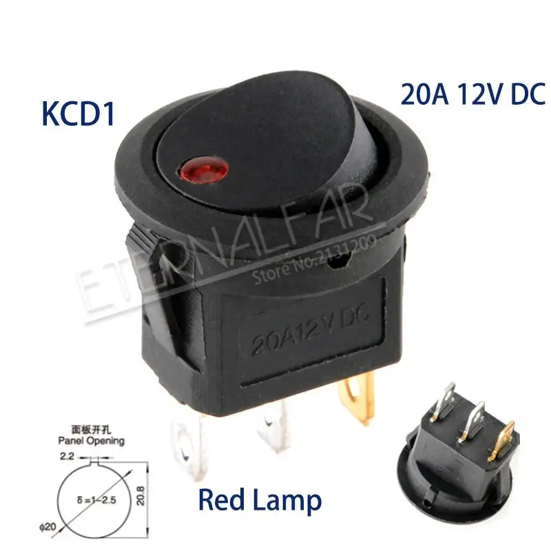 Cat eye 12V RED SPST 6A 250 в 10 a 125 В AC ВКЛ-ВЫКЛ круглый переключатель 12 В светодиодный кулисный переключатель Светодиодный точечный светильник Светодиодная подсветка для автомобиля приборной панели - Цвет: Cat eye 12V RED