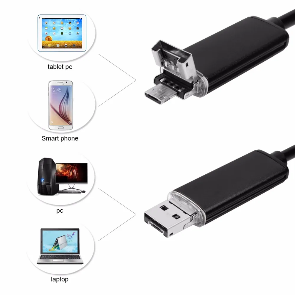 5,5 мм 7/8 мм 1 м 2 м 5 м 10 м USB кабель Водонепроницаемый 6LED Android эндоскоп 1/9 CMOS Мини USB эндоскоп инспекционная Камера бороскоп