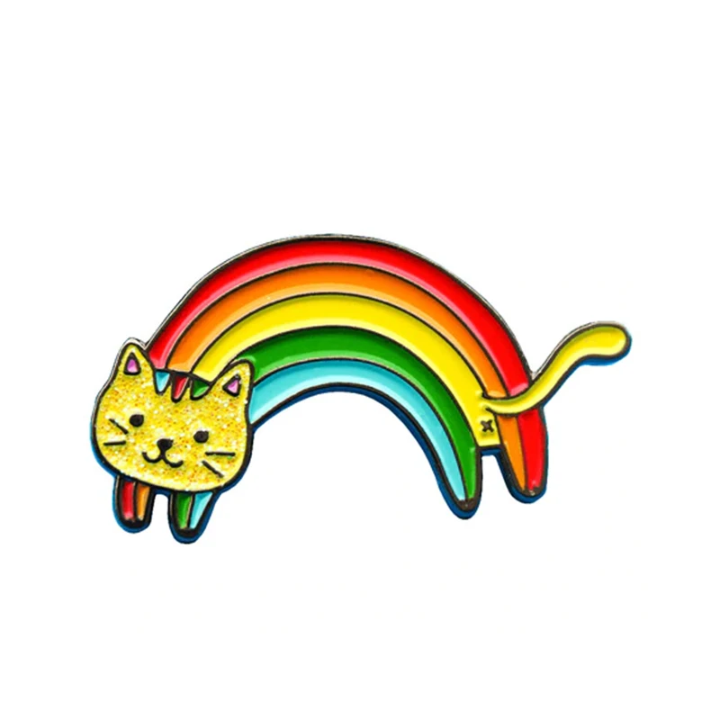 

Rainbow tail cat Pin