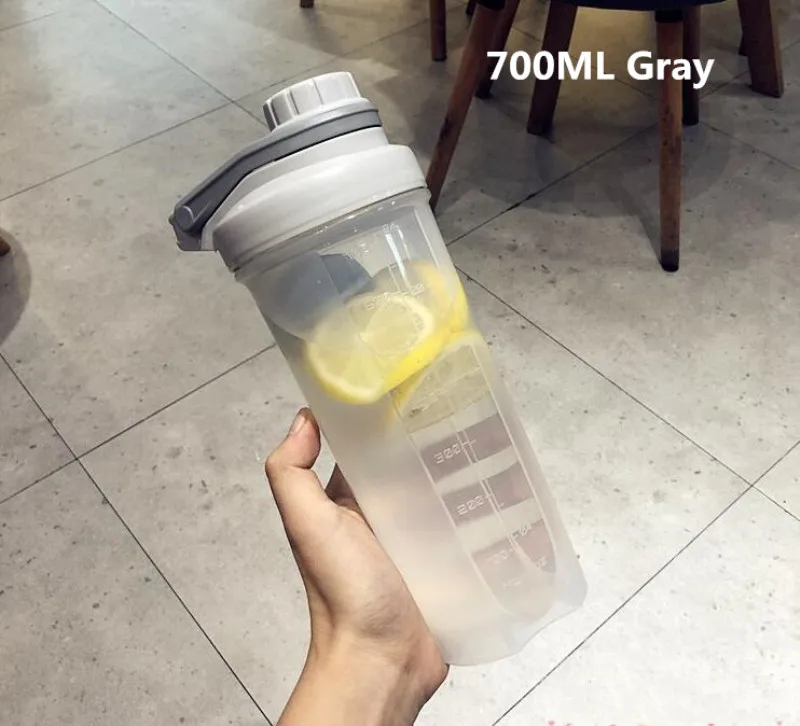 700ML Gray 500/700 мл Высококачественная посуда для напитков, спортивный герметичный шейкер для протеина, спортивный Миксер Для сывороточного белка, бутылка для воды - Цвет: 700ML Gray