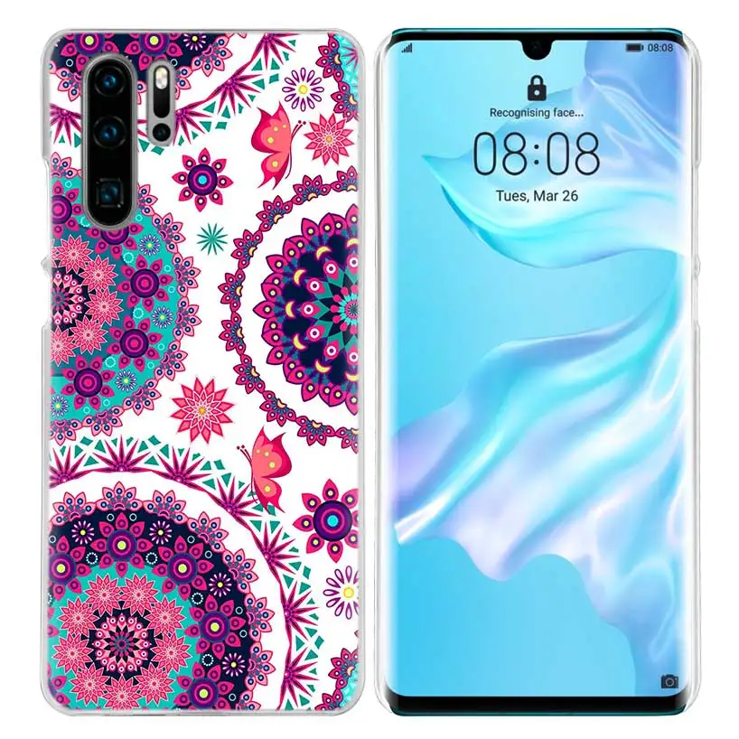 09 С цветочным принтом, мандалой чехол для huawei P20 P30 P Smart Nova 4 3i P10 P9 P8 mate 10 20 lite Pro Mini Жесткий ПК чехол для телефона - Цвет: 09