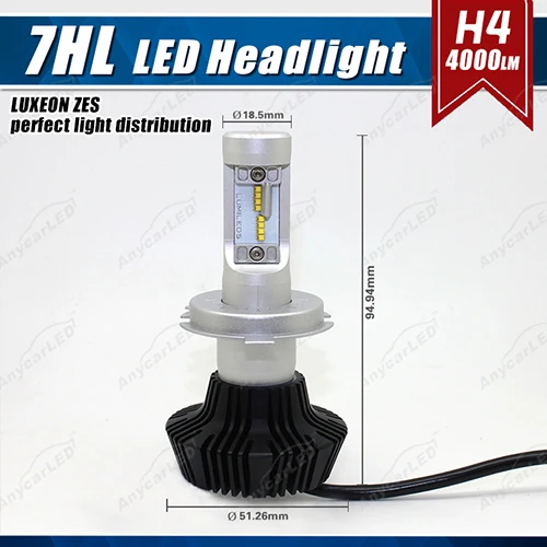 Комплект СВЕТОДИОДНЫХ Фар H4 9003 HB2 50 Вт 8000 лм G7 LUMI LUXEON ZES чипы без вентилятора чистый