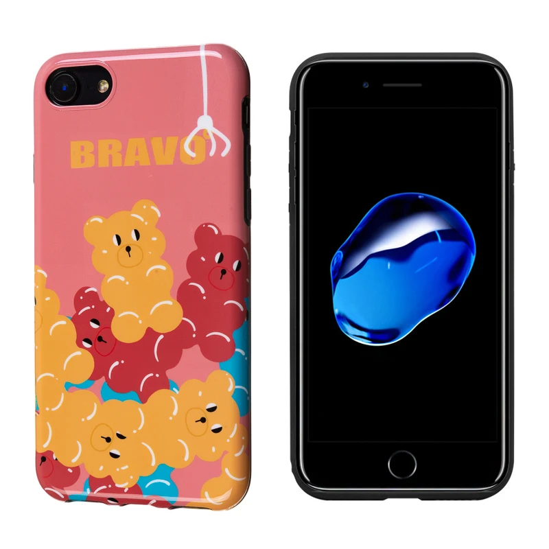Роскошный Глянцевый IMD Мягкий силиконовый чехол для Apple iPhone 7 8 Plus X 10 XS Max XR 6S 6 милый