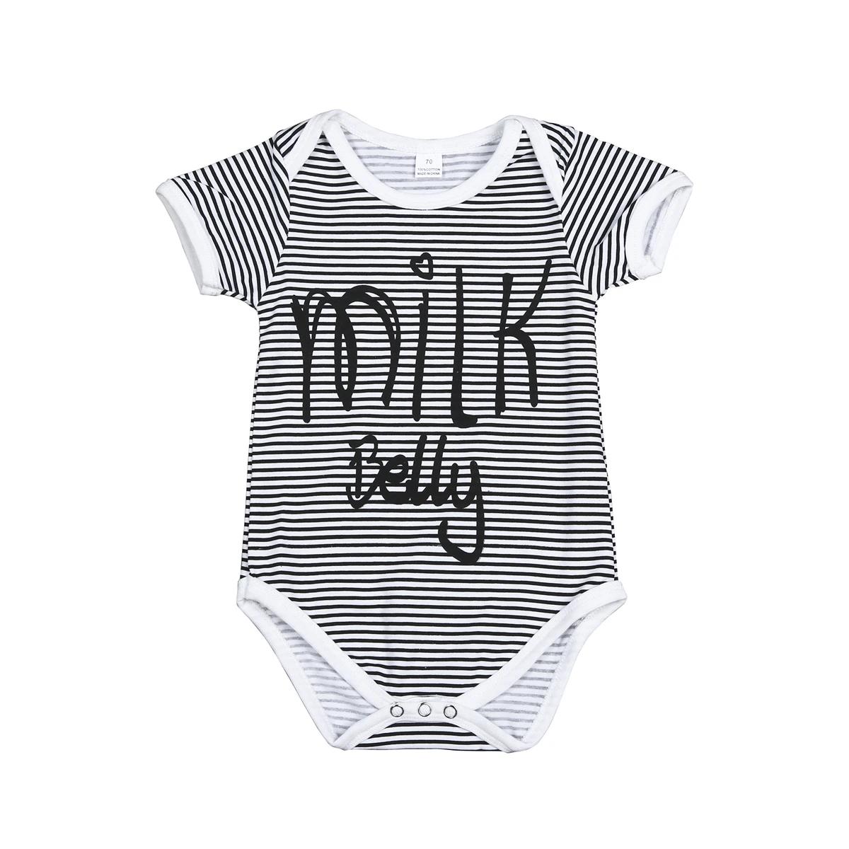Milk Belly Новинка; летняя одежда для новорожденных девочек и мальчиков; полосатый наряд с комбинезоном - Цвет: Milk Belly