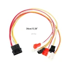 Охлаждающий вентилятор IDE Molex для ПК DIY, 4-контактный IDE от molex до 6-портового охладителя, 2 контакта, фотошнур, 12 В, 7 в, 5 В, 34 см