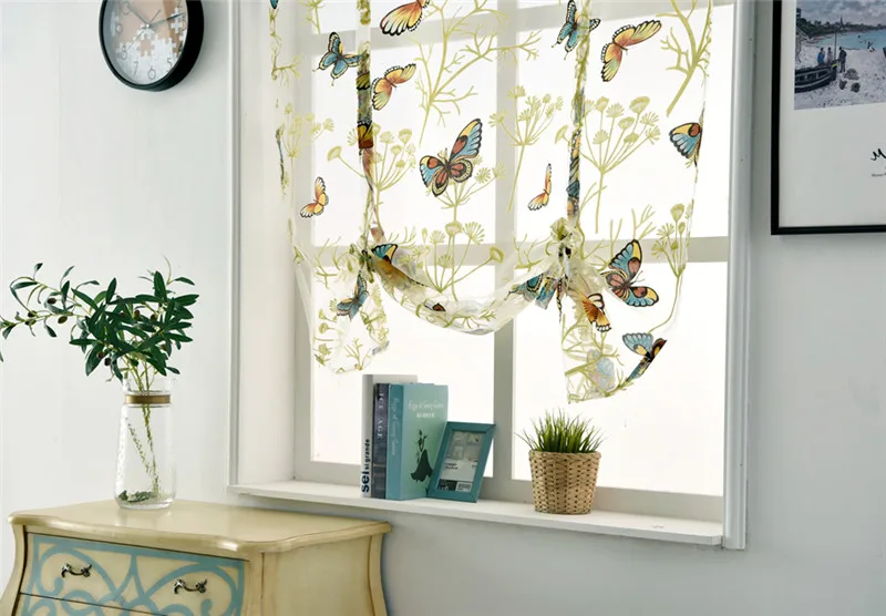 Бабочка римские Короткие шторы для кухни valance sheer для гостиной лечения окна