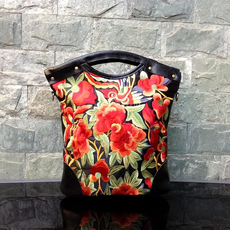 Винтажная вышитая Цветочная национальная сумка мессенджер дорожная через плечо