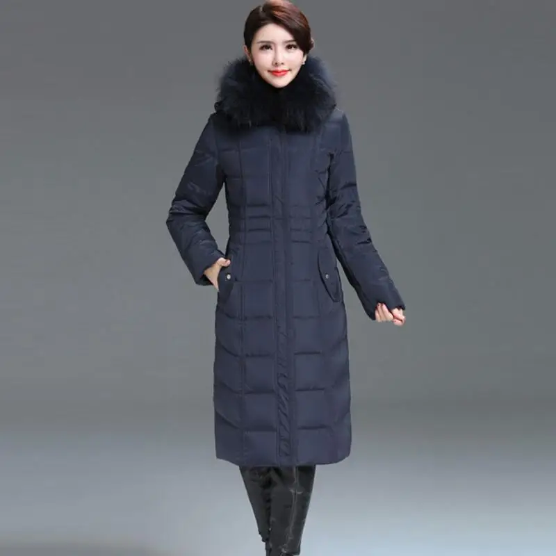 

New 2018 Plus Size 5XL 6XL Fox Fur Collar Thicken White Duck Down Coats Winter Women Down Parka Coat YP1248