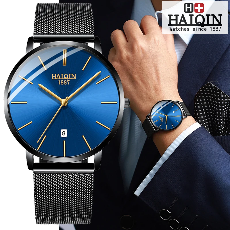 

2019 HAIQIN Mens watches Top brand luxury quartz watch men waterproof sports men watch military wristwatch men Relogio Masculino