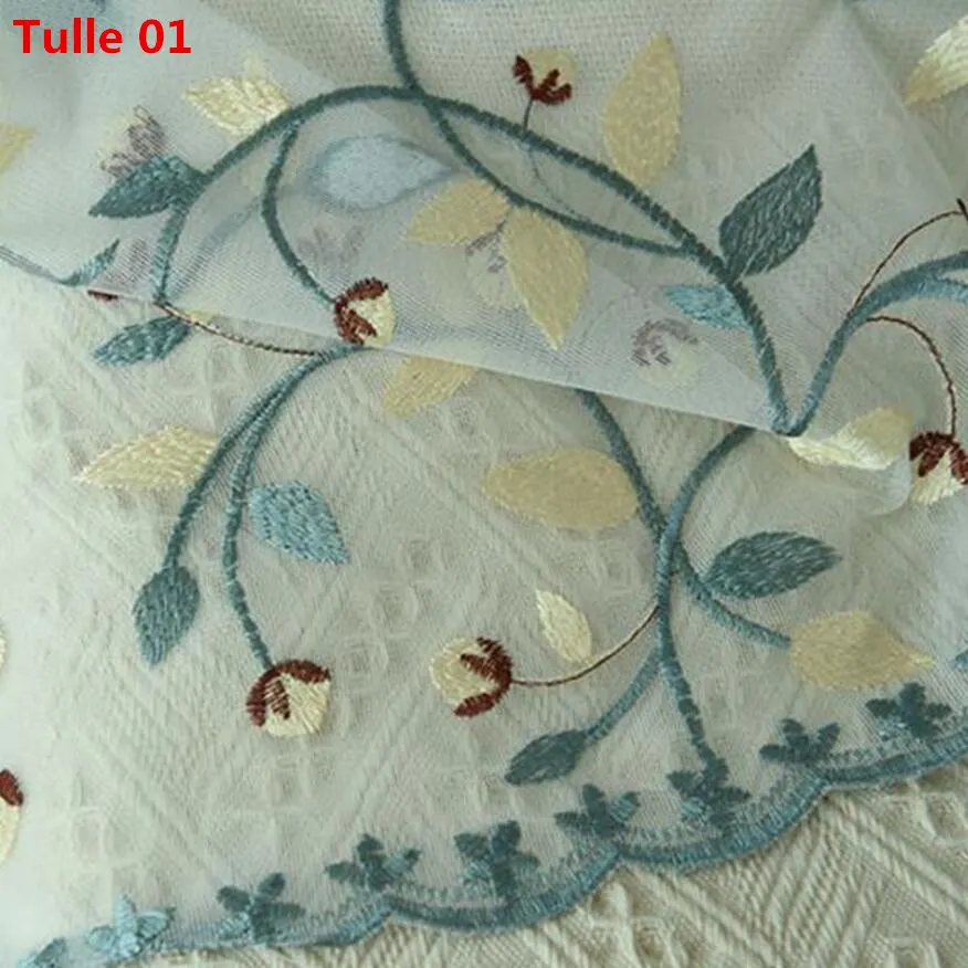 Tulle 01 Садовая занавеска, ткань на заказ, белая Цветочная вышивка, занавеска для спальни, кухни, оконная занавеска, тюль, занавески, X429#30 - Цвет: Tulle 01