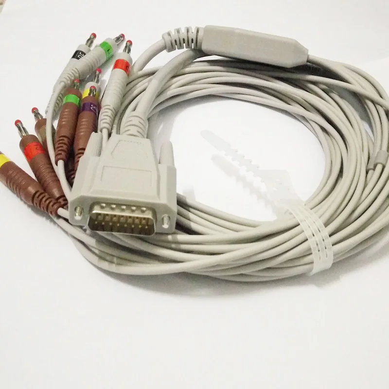 Совместим с DB15M nikohden Cardiofax Q ECG-9110K ЭКГ/ЭКГ 10 lead 4 0 мм кабель со штекером типа банан IEC
