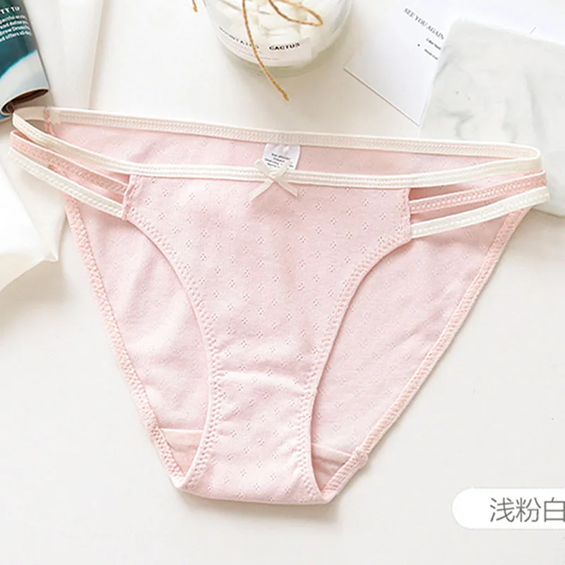 Pale pink Сексуальные трусики, женские хлопковые стринги, нижнее белье, уютные трусики, женские дышащие сексуальные трусы для девушек, модные - Цвет: Pale pink
