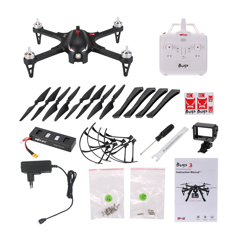 EU MJX Bugs 3 2,4G 6-Axis Gyro бесщеточный двигатель независимый ESC дрона с дистанционным управлением Поддержка C4000 для Gopro 3/4 экшн-камеры XiaoYi Камера RC Quad - Цвет: EU