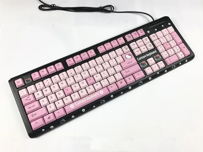 Высокое качество милый мультфильм рисунок Hello Kitty USB Проводная клавиатура любовь