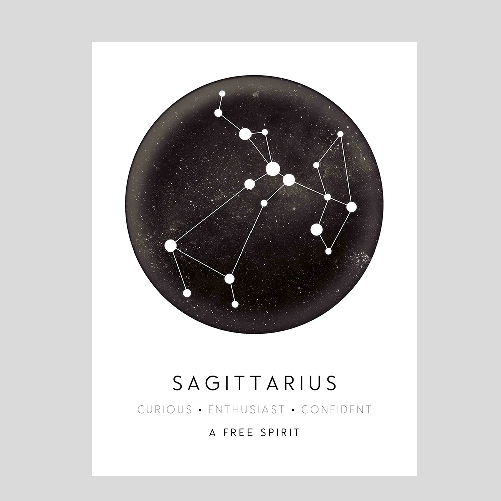 SAGITTARIUS LECHAO 12 созвездий плакат астрологический знак Печать Водонепроницаемый Холст Живопись Домашний декор для детей без рамы - Цвет: SAGITTARIUS