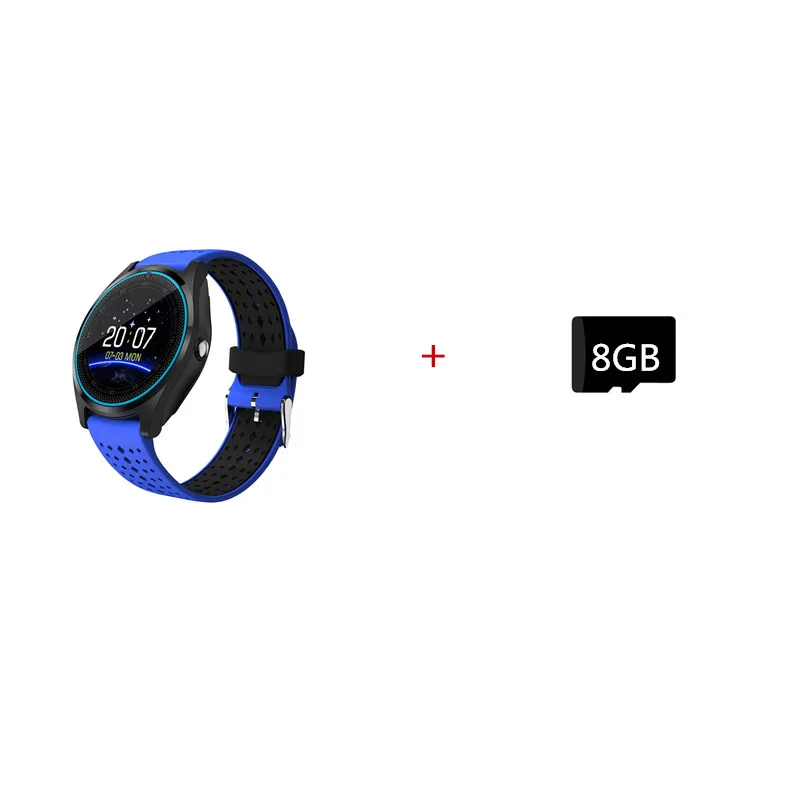 Blue 8GB Круглые Смарт-часы с поддержкой камеры, Bluetooth, умные часы с sim-картой, наручные часы для мужчин, женщин, детей, беспроводные устройства - Цвет: Blue 8GB