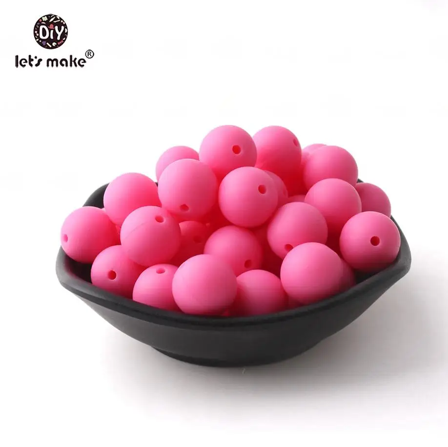 hot pink Давайте сделаем силиконовые бусины 12 мм 10 шт. грубые 4-6 месяцев ПВХ бесплатно Прорезыватель игрушки оптом DIY аксессуары пустышка цепи детский Прорезыватель - Цвет: hot pink
