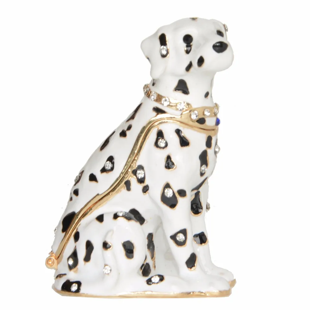 

Jeweled Dalmatian Enameled Trinket Box Puppy Dog Figurine Metal Decoration Novelty Gifts